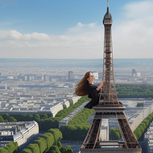 AI generated: uma advogada profissional de alto escalao com fundo de paisagem Paris frança