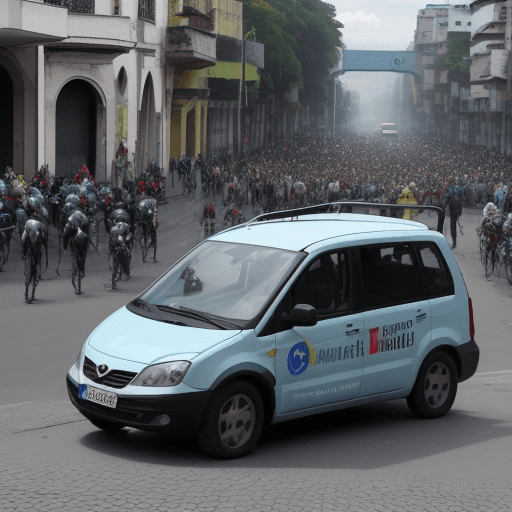AI generated: ein Bild als Handskizze mit einer Kombination aus Autos in Venezuela und antiken europäischen Städte...