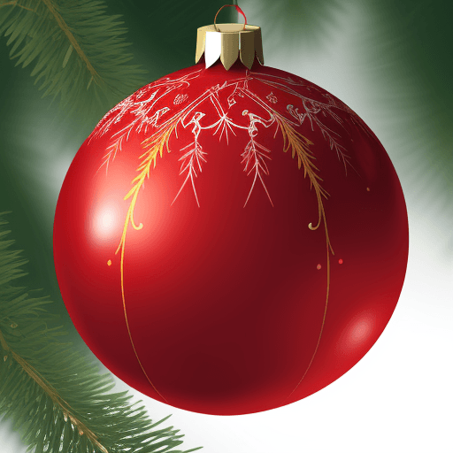 AI generated: colorfull, happy, red christmas ball, 
on a branch
