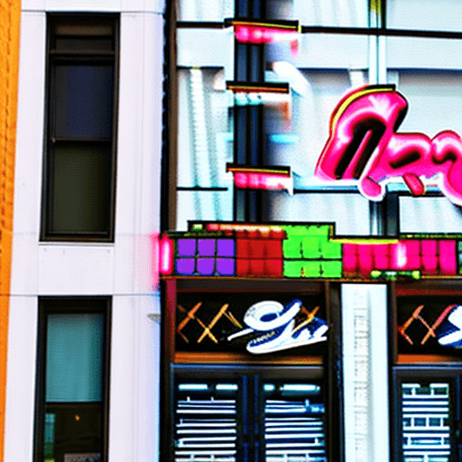 AI generated: A cinematic photo of a stylish storefront for "MIRAVEO", featuring a prominent black basketball with...