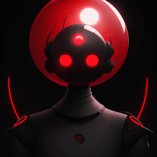 AI generated: Cover art of Rood Magazine featuring a sphere, a worm, and a glowing red light, styled as conceptual...