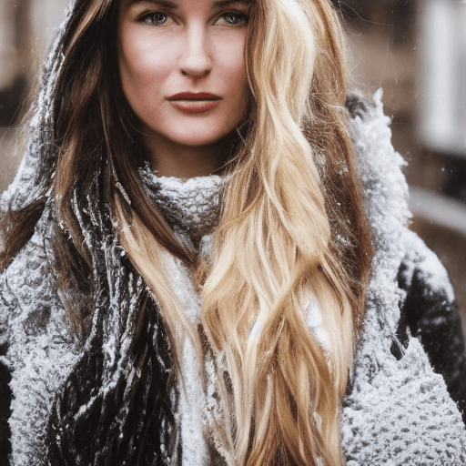 AI generated: professional portrait photograph of a gorgeous Norwegian girl in winter clothing with long wavy blon...