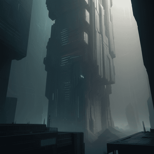 AI generated: sci-fi art, reminiscent of classic cyberpunk themes, focusing on scale and the interplay of light an...