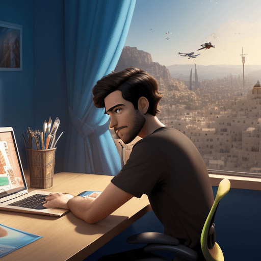 AI generated: 4K poster for a Pixar and Disney animated film called "Photoshop", released in 2024, about Israel, g...