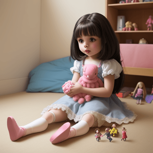 AI generated: little girl, play with dolls