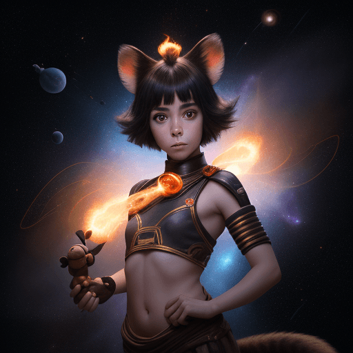 AI generated: cinematic portrait of a young beautiful and cute anthropomorphic female monkey with a monkey tail, k...
