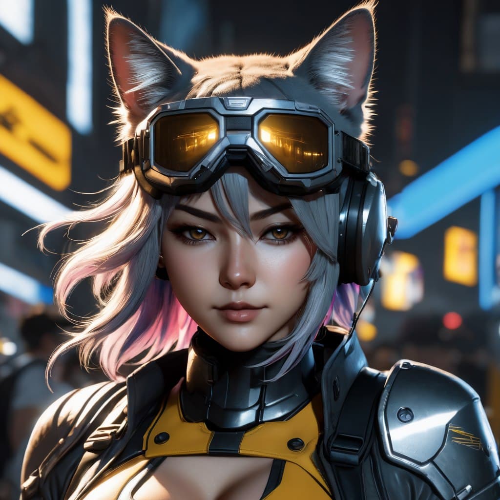 AI generated: epic realistic, DV_Zeta_Vicious, cute cat girl, by Yoji Shinkawa and Guweiz in the style of Borderla...