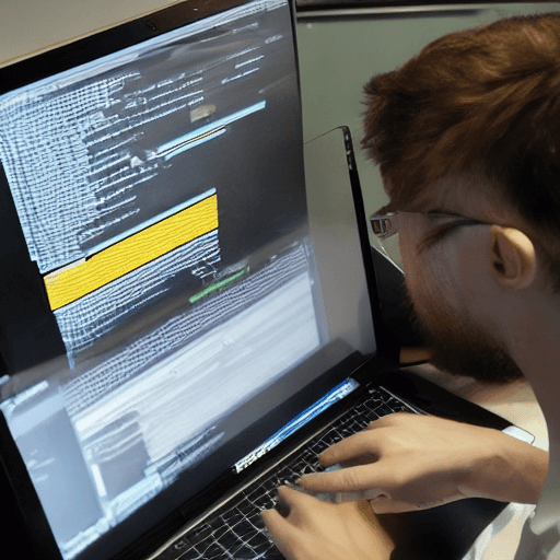 AI generated: Apes coding: Focus on characters actively programming, with clear facial features visible. A laptop ...