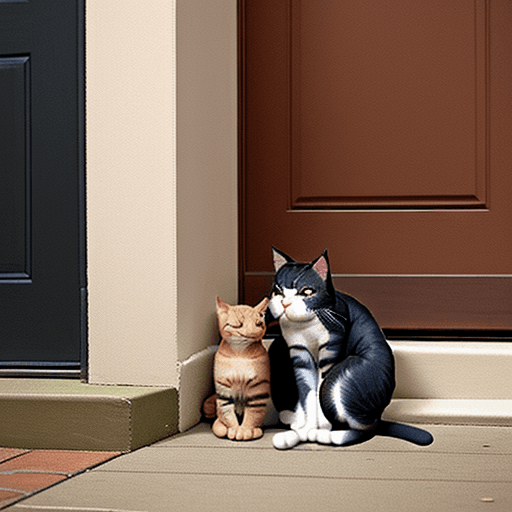 AI generated: cat about to silently sneaking up on a sleeping dog. Style: Romantic 
