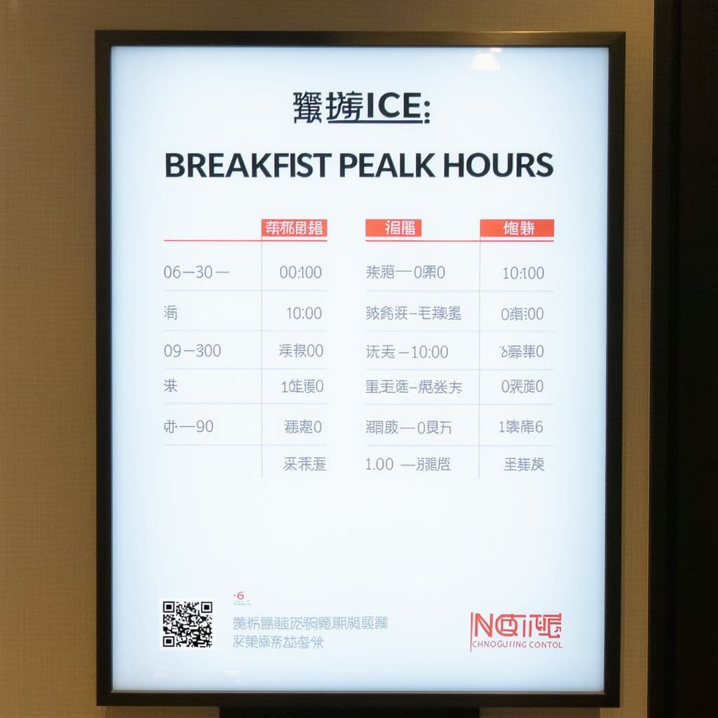 AI generated: A professional bilingual notice board in a hotel lobby, minimalist design, white background with lig...