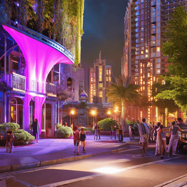 AI generated: a city, vegetation, concrete, night, intricate details, hyper-detailed, intricate detail, cinematic ...