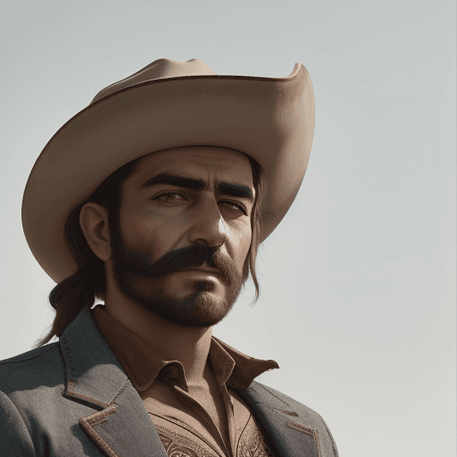 AI generated: Zor bir iş gününün ardından delici bakışlara sahip yaşlı bir cowboy portresi. belgesel tarzında, göz...