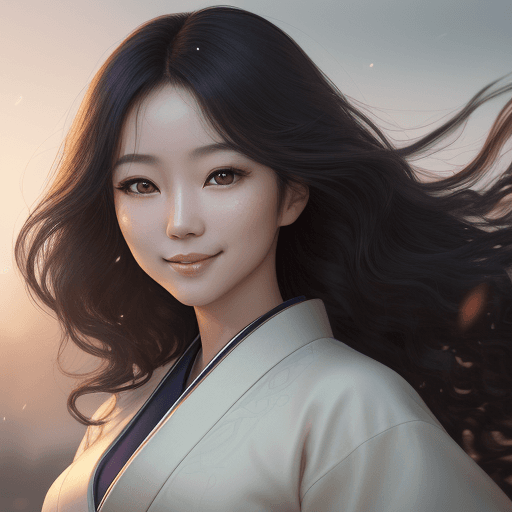 AI generated: portrait of beautiful japanese woman,(smiling),photo realistic, full image, brown eyes, hyper-realis...