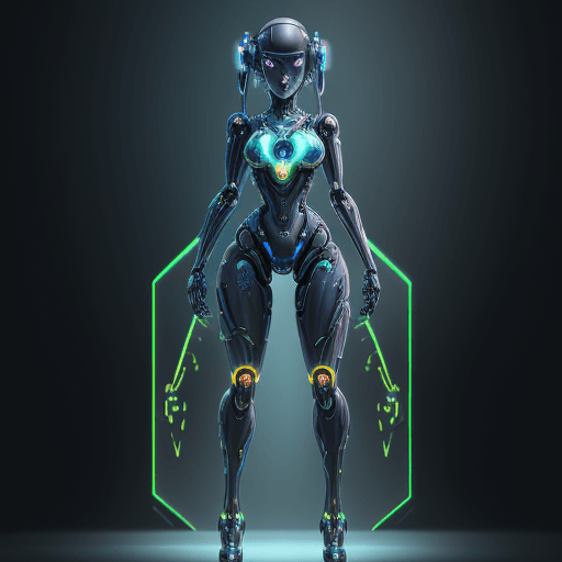 AI generated: cybernetic robot {Anime female mechanical android, in the style of colorful fantasy realism,front， f...