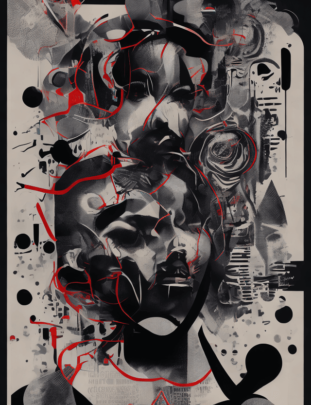AI generated: Unapologetic, Perfectcore, bizarre, freaky graphic poster, lust, futuristic, strong graphic, line, B...