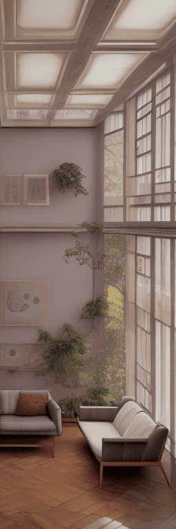 AI generated: High resolution photography interior design, dreamy sunken living room conversation pit, wooden floo...