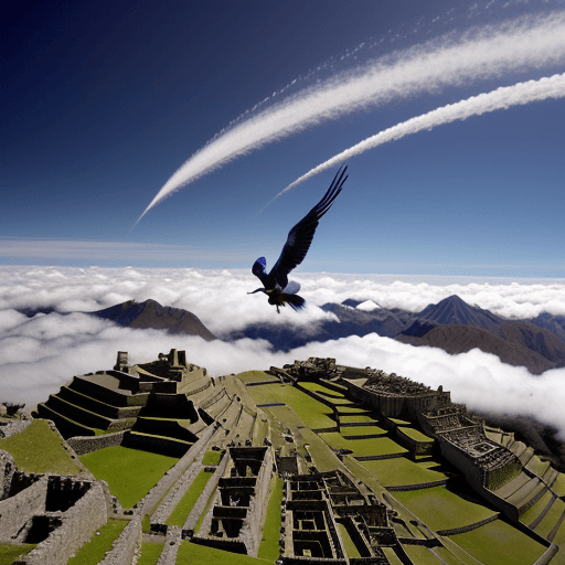AI generated: Phase-Space Astral soaring in the clouds of the ancient city of the Incas --no People