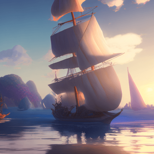 AI generated: painting of a fanasy world malicious unicorn sailing ship, dramatic light, pale sunrise, cinematic l...