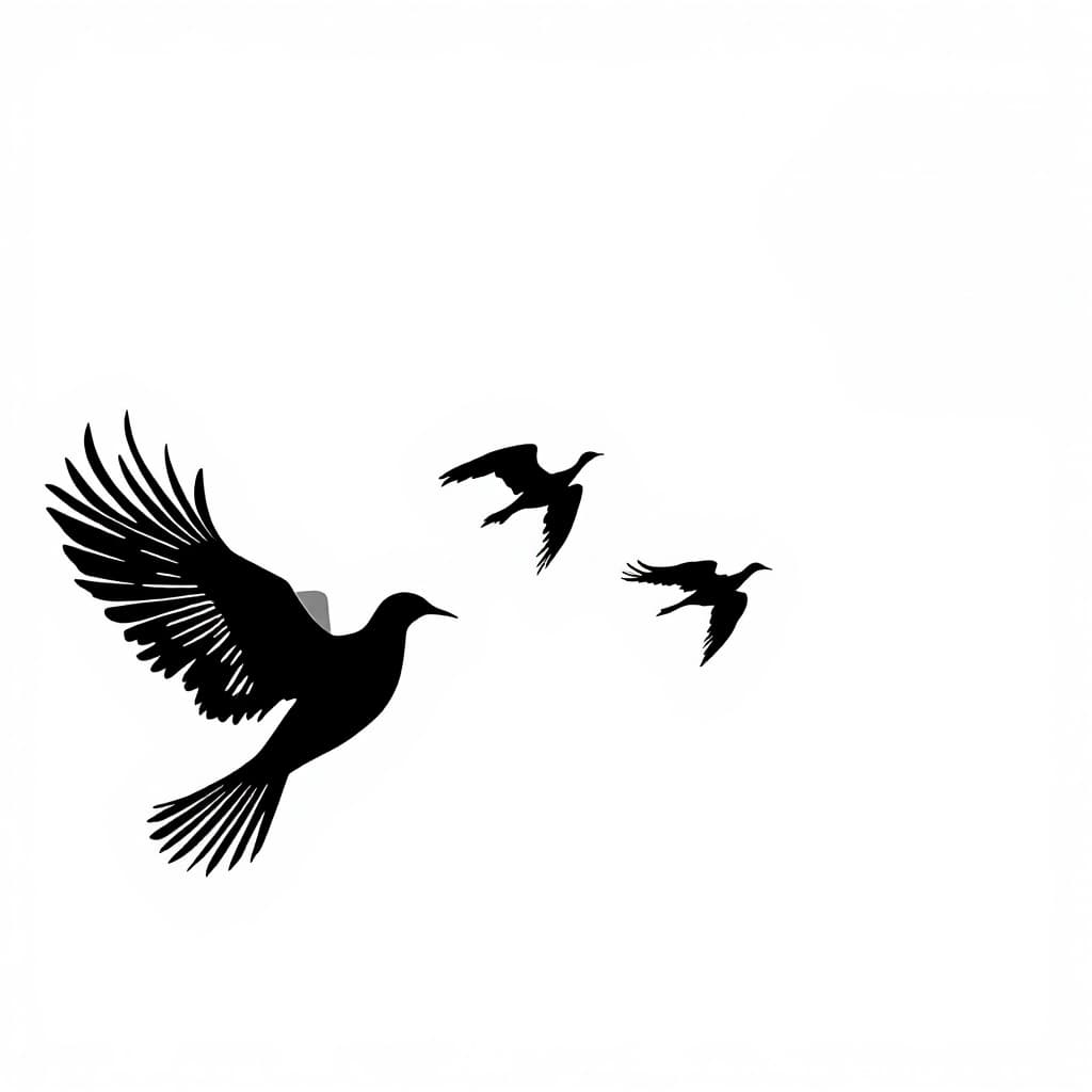 AI generated: propose moi la représentation de 3 hirondelles en noir et blanc (le fond doit être blanc).
Le style ...