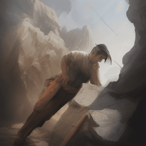 AI generated: a man who tried for a long time, was able to hammer a nail into a stone