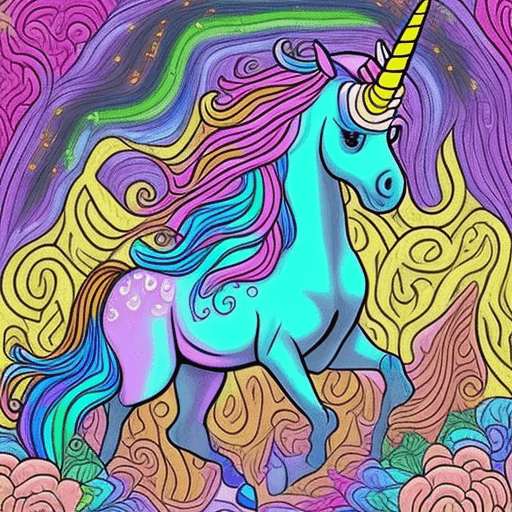 AI generated: a unicorn as a coloring picture style