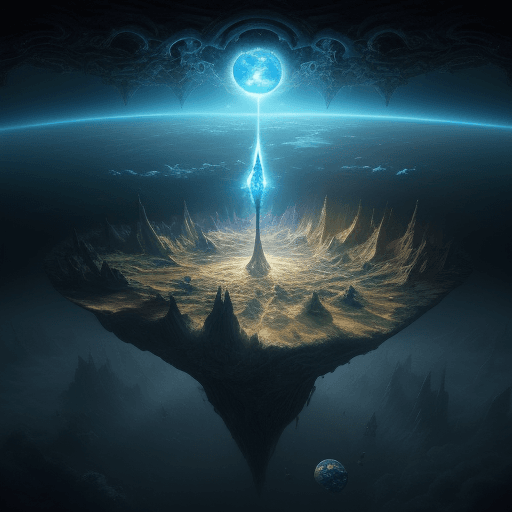 AI generated: a world within a world::5 fantasy art, shot from space, ultra detailed::3 heaven and hell::2