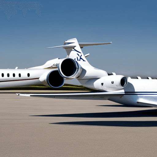 AI generated: rear view of a private jet with afterburning engines