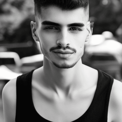 AI generated: Skinny, Italian 15 year old with long spikey Black Hair and Eyes and a little facial hair