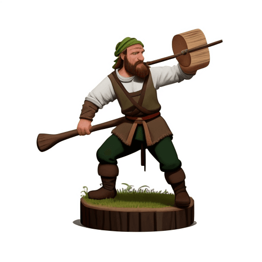 AI generated: peasant logger dnd on white background