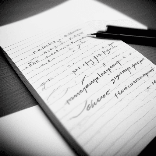 AI generated: A flimsy old hand-written note, cursive writing, fold lines. Fuzzy black and white photograph
