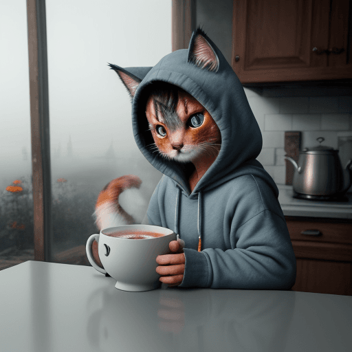 AI generated: The fog enshrouds the scene, creating an air of mystery, Raw photo, artistic photography, gray cute ...
