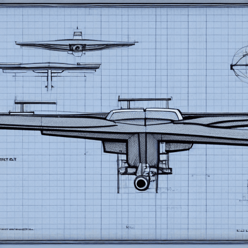 AI generated: technical drawing, blueprint, schematic::1.5 dron  fighter , paper background, detailed --s 1250 lik...