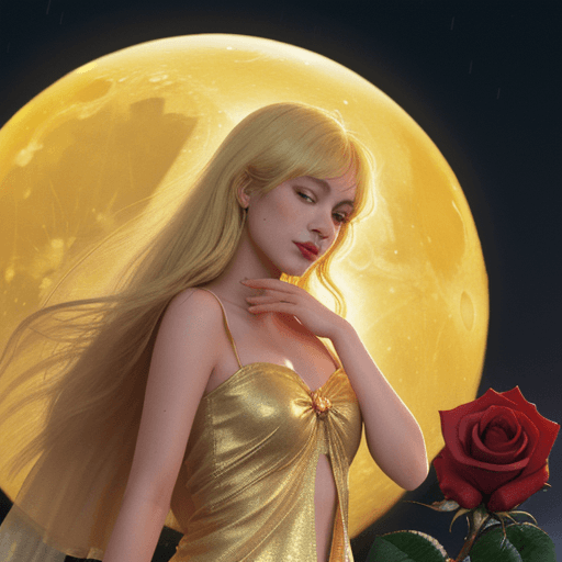 AI generated: 
the golden moon shines on the rose and it rains
