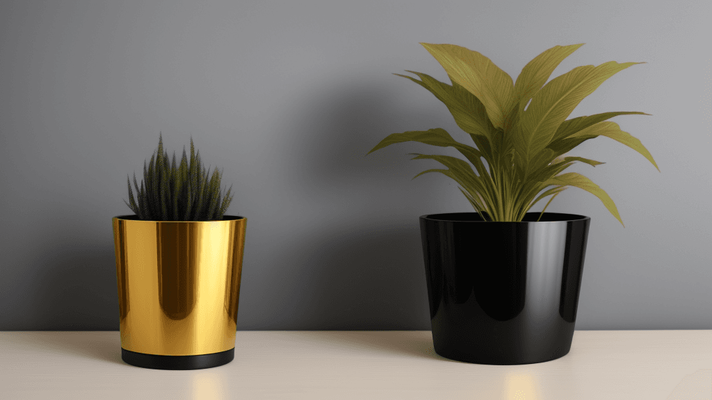 AI generated:  black and golden plant pot
