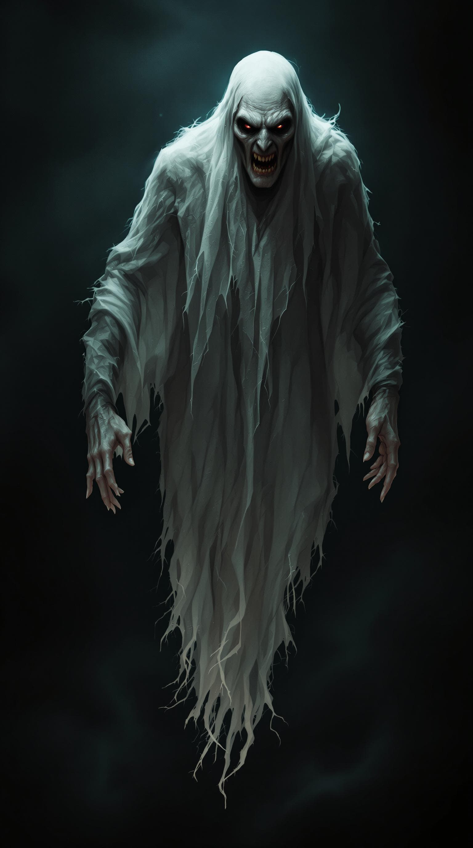AI generated: A full-body angry looking old man ghost with a realistic mystic human face, floating in mid-air.  hi...