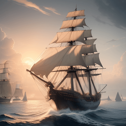 AI generated: Photo of a ultra realistic sailing ship, dramatic light, pale sunrise, cinematic lighting, battered,...