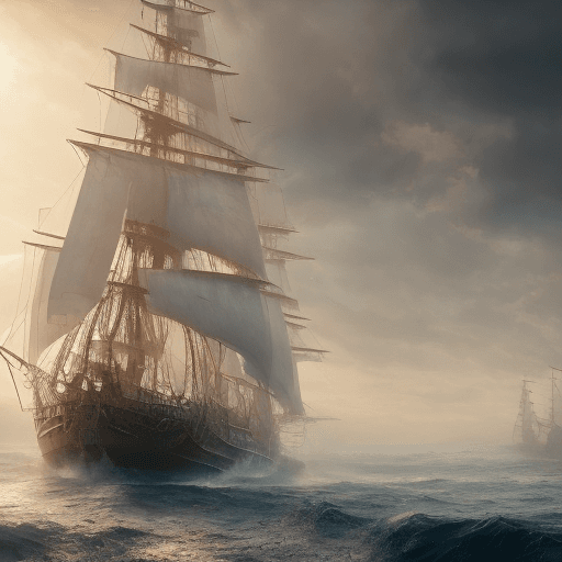AI generated: Photo of a ultra realistic sailing ship, dramatic light, pale sunrise, cinematic lighting, battered,...