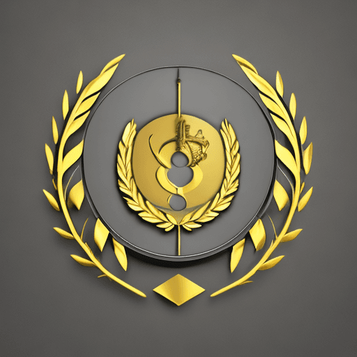AI generated: logo with a golden laurel wreath and an FPV drone that carries a projectile in the center of the log...