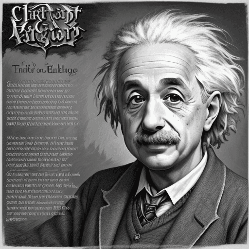 AI generated: Albert Einstein, crasy, illustration, high details, like Harry Potter, behind Hogwarts 