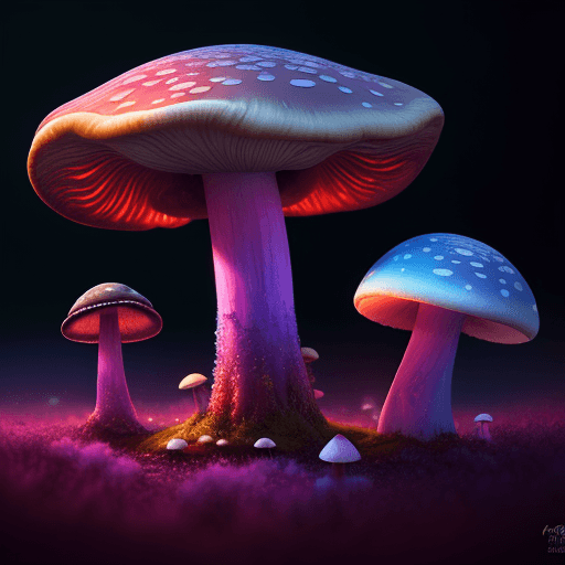 AI generated: High resolution fantasy photography of a mushroom planet, colorfule magic in the air, 8k