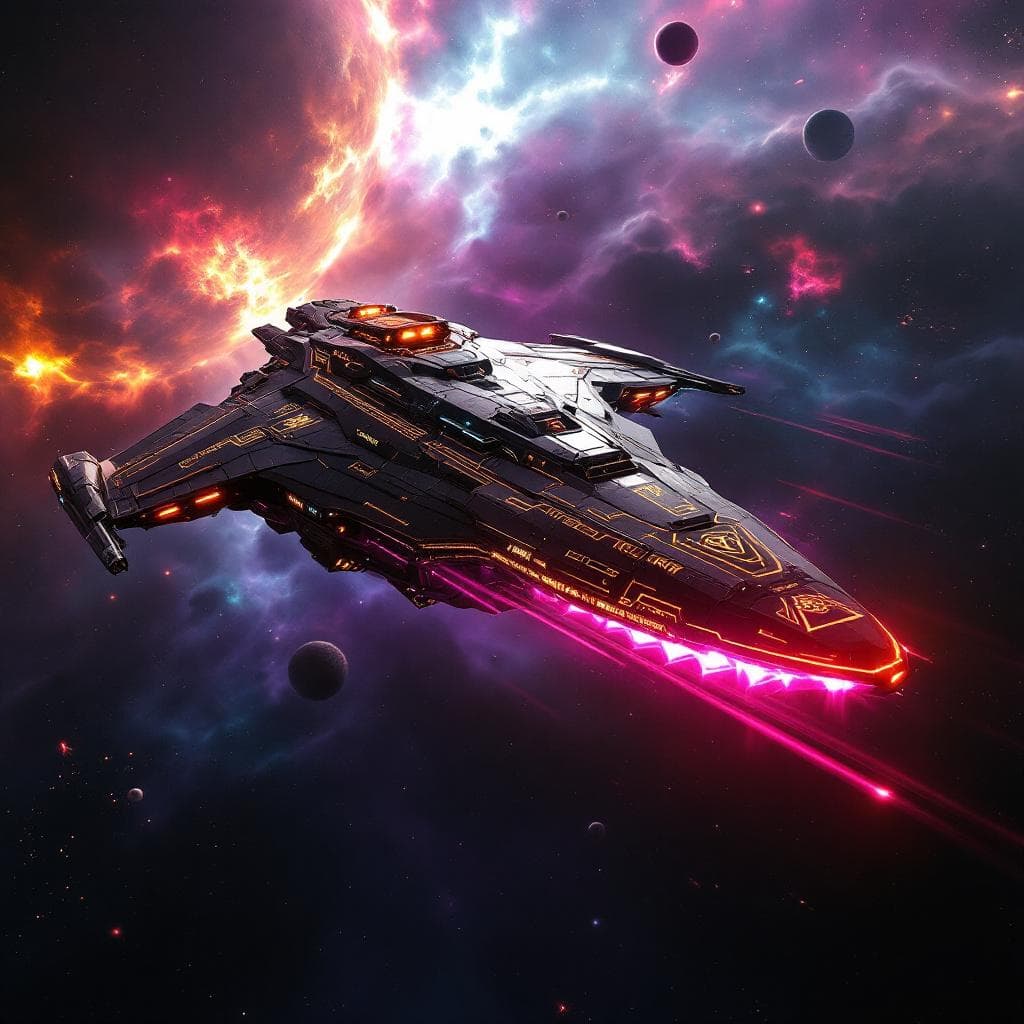AI generated: Imagine, in detail, an alien spaceship to show a new design. An alien super-fighter. Show it in deep...