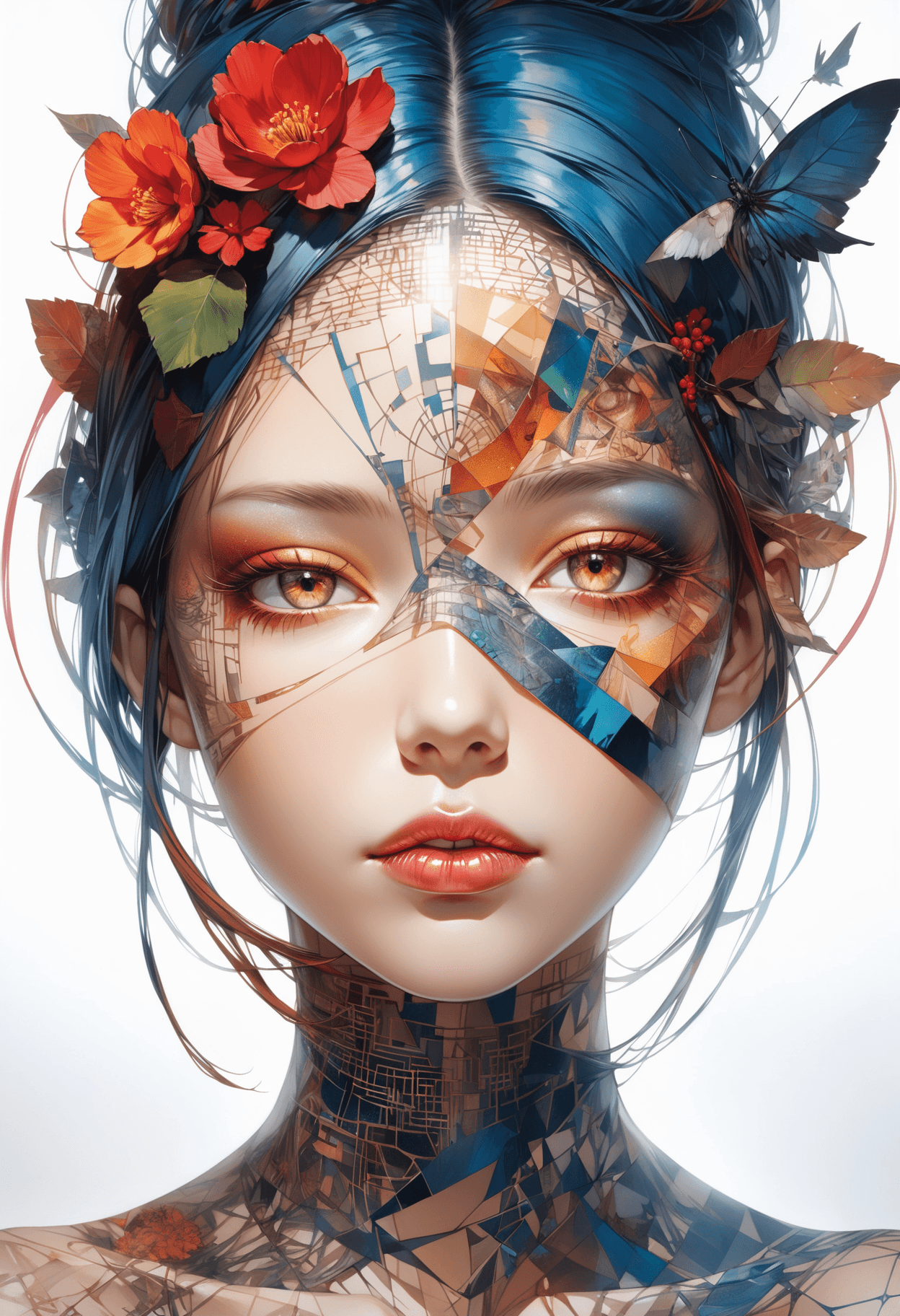 AI generated: Close-up face, mysterious silhouette of an exotic girl, alluring, by Minjae Lee, Carne Griffiths, Em...