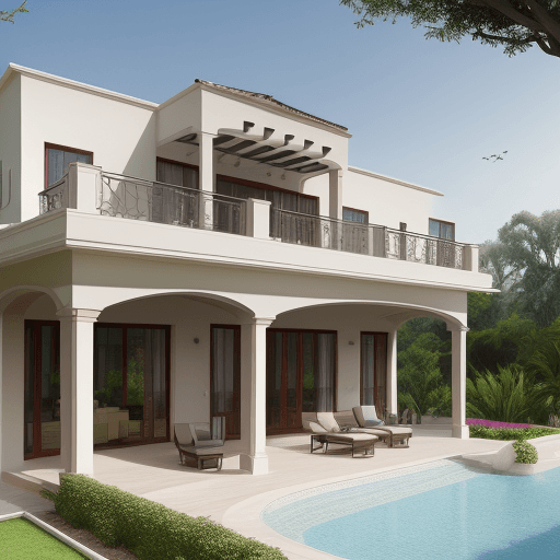 AI generated: The design of a villa with a moderate and humid climate
