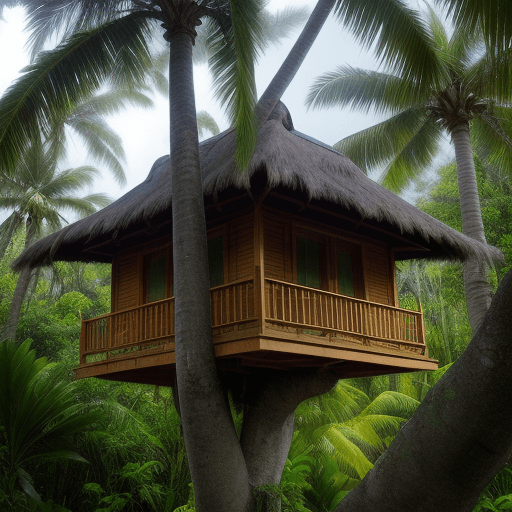 AI generated: house on tree, tropical, cabines, 
