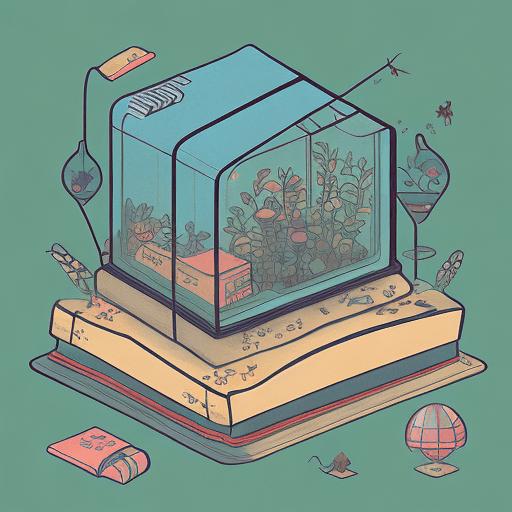 AI generated: isometric, JRPG, book binding, a lifefull terrarium with various insect, a beautiful day , pixiv, mu...