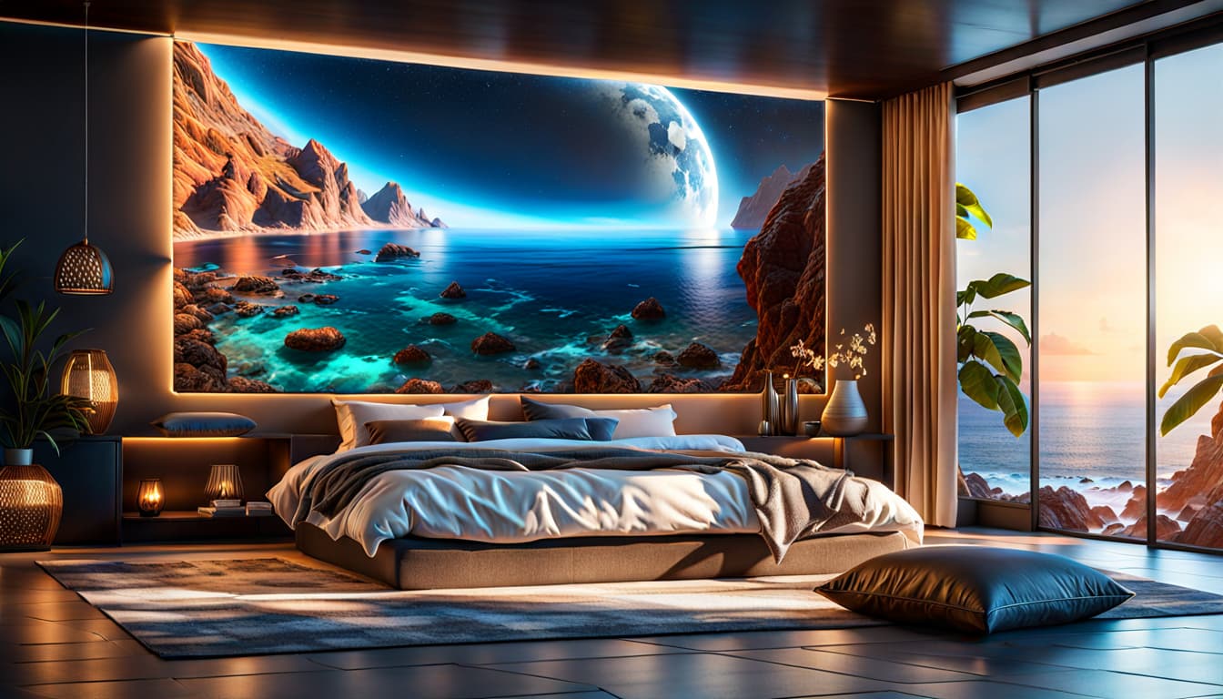 AI generated: extremely detailed CGI wallpaper, 16k, multi-textured, sea flat, dazzling , 4k, 8k, low poly rocks, ...