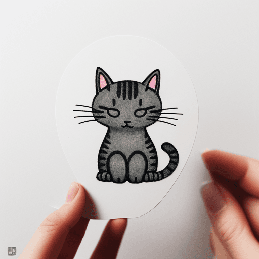 AI generated: grey cat and heartfelt sticker, in the style of simple line drawings, animated gifs --s 50