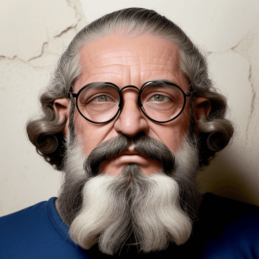 AI generated: foto de retrato de una persona de la edad de piedra con el pelo largo y rizado, una barba de 3 dias ...