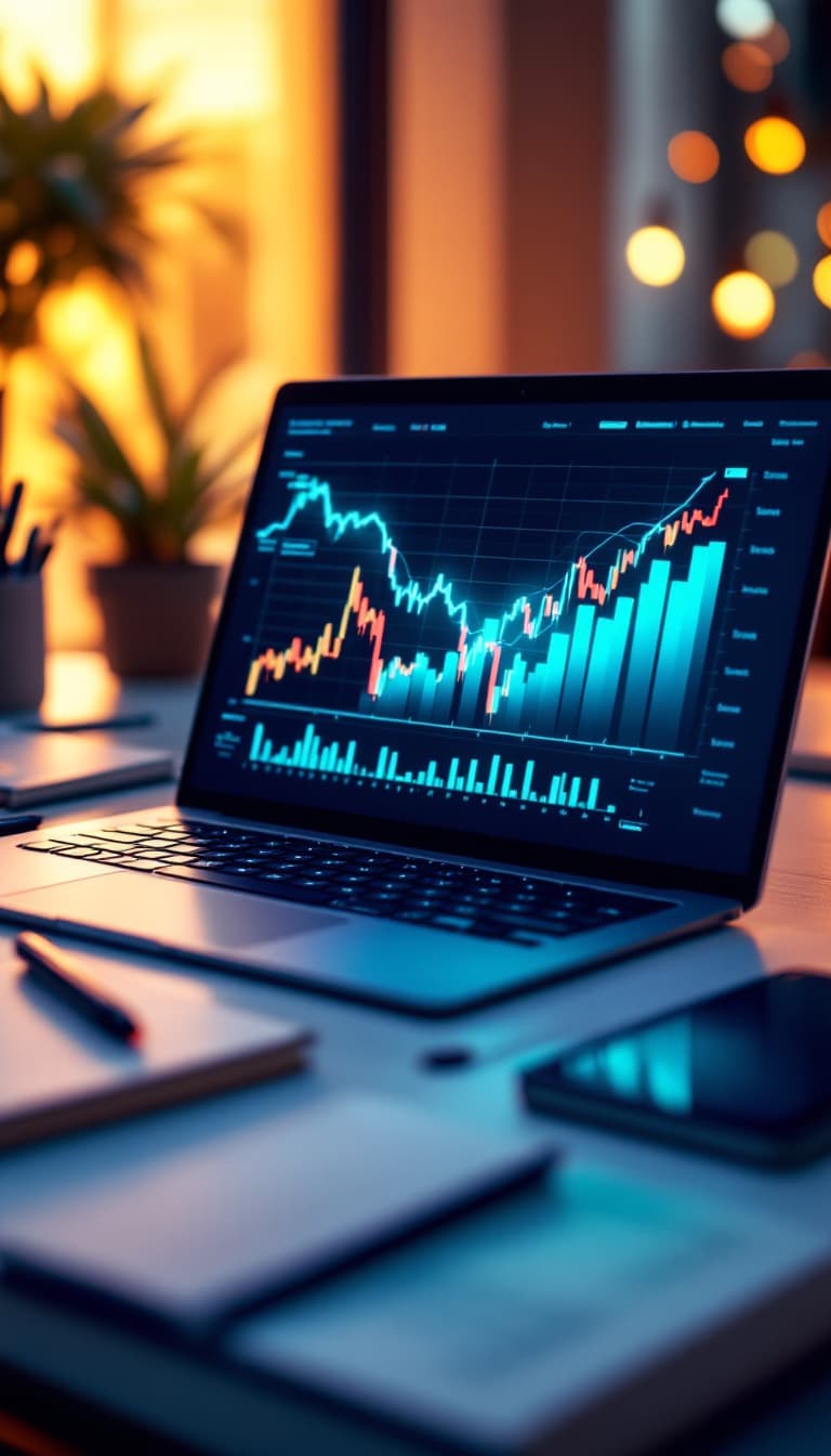 AI generated: Une interface utilisateur élégante montrant des graphiques de croissance financière sur un écran d'o...