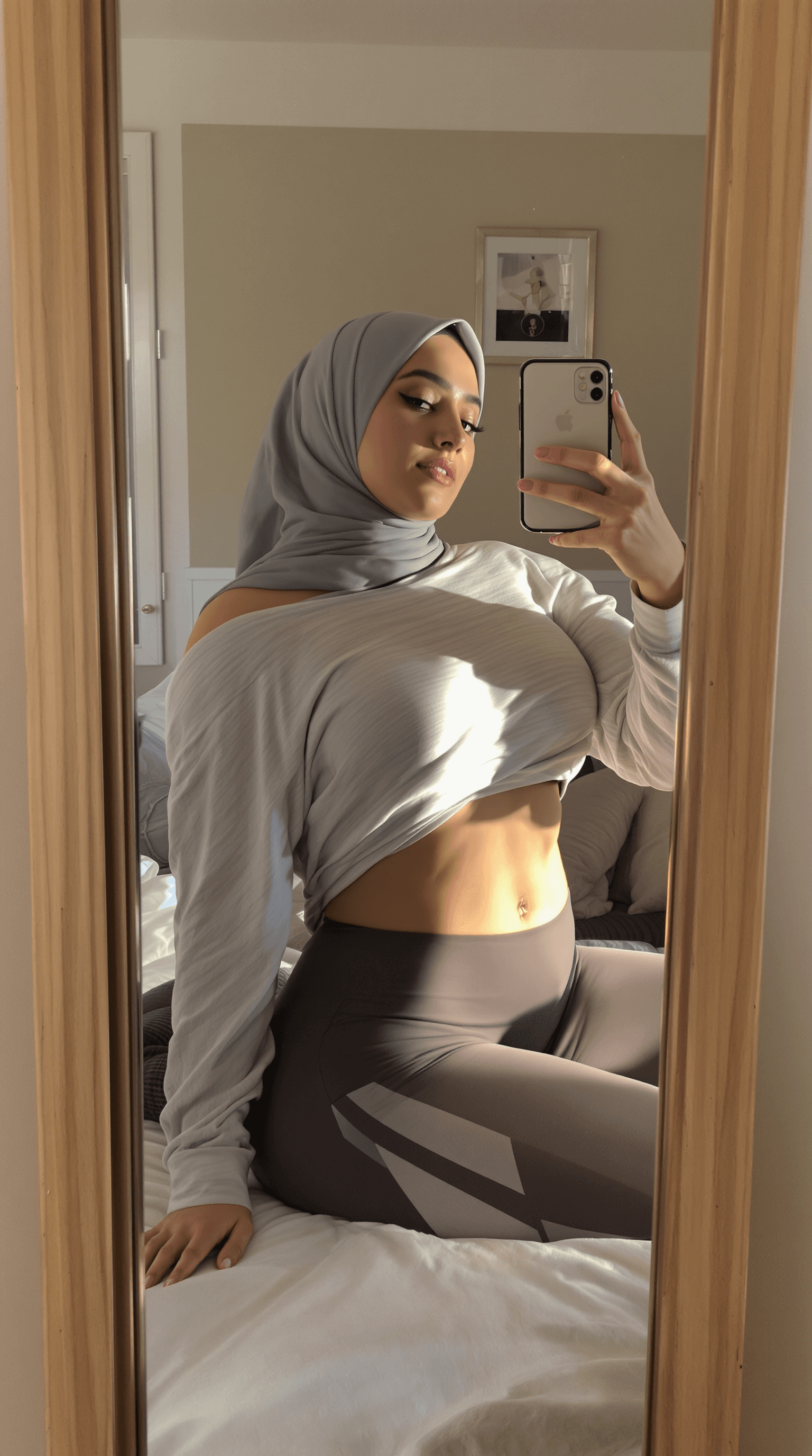 AI generated: An attractive curvy-fit hourglass shaped Pakistani woman with huge breasts and huge ass, she is wear...